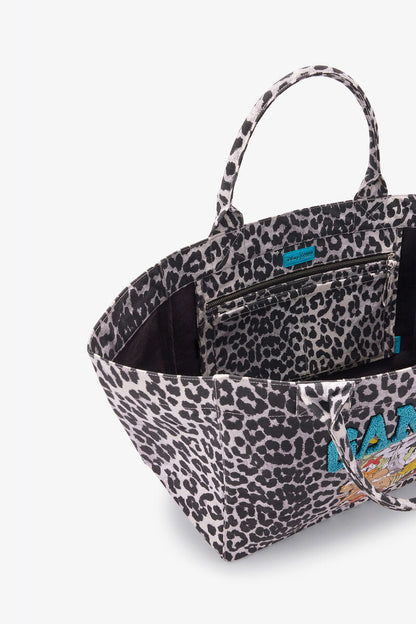 Ganni Silver Tote Xxl With Minnie Mouse & Daisy Duck