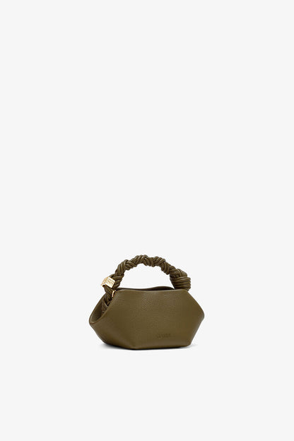 Ganni Military Olive Mini Bou Bag In Green Grained