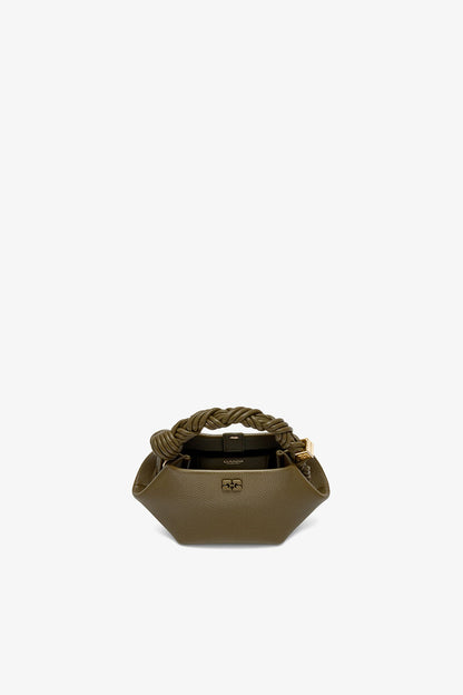 Ganni Military Olive Mini Bou Bag In Green Grained