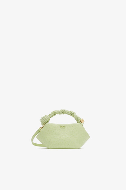 Ganni Lily Green Mini Bou Bag In Green Ostrich