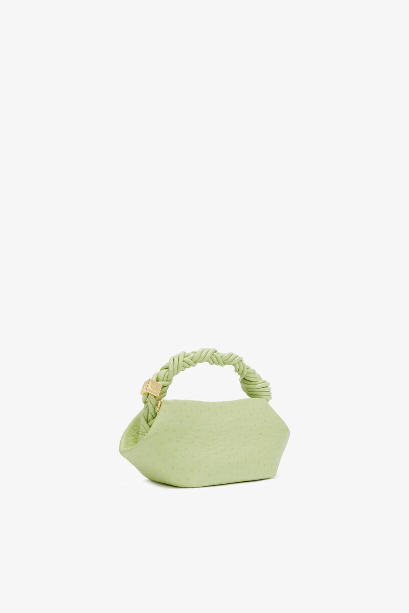 Ganni Lily Green Mini Bou Bag In Green Ostrich