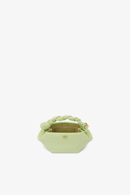 Ganni Lily Green Mini Bou Bag In Green Ostrich