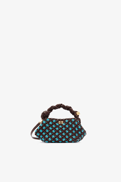 Ganni Chicory Coffee Mini Bou Bag In Braided Brown