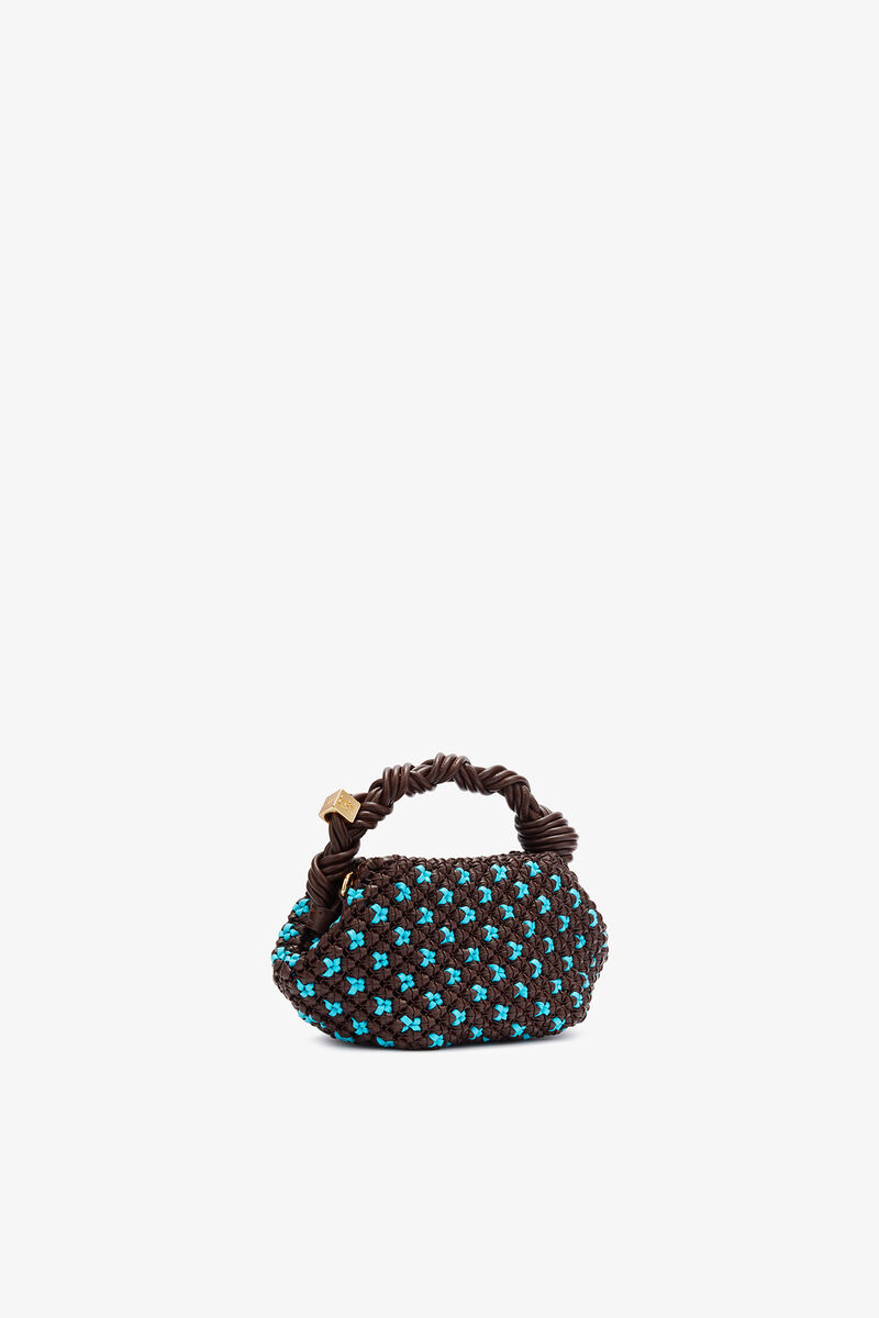 Ganni Chicory Coffee Mini Bou Bag In Braided Brown