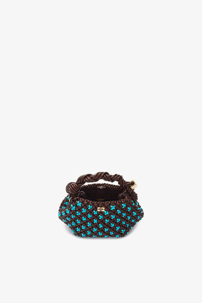 Ganni Chicory Coffee Mini Bou Bag In Braided Brown