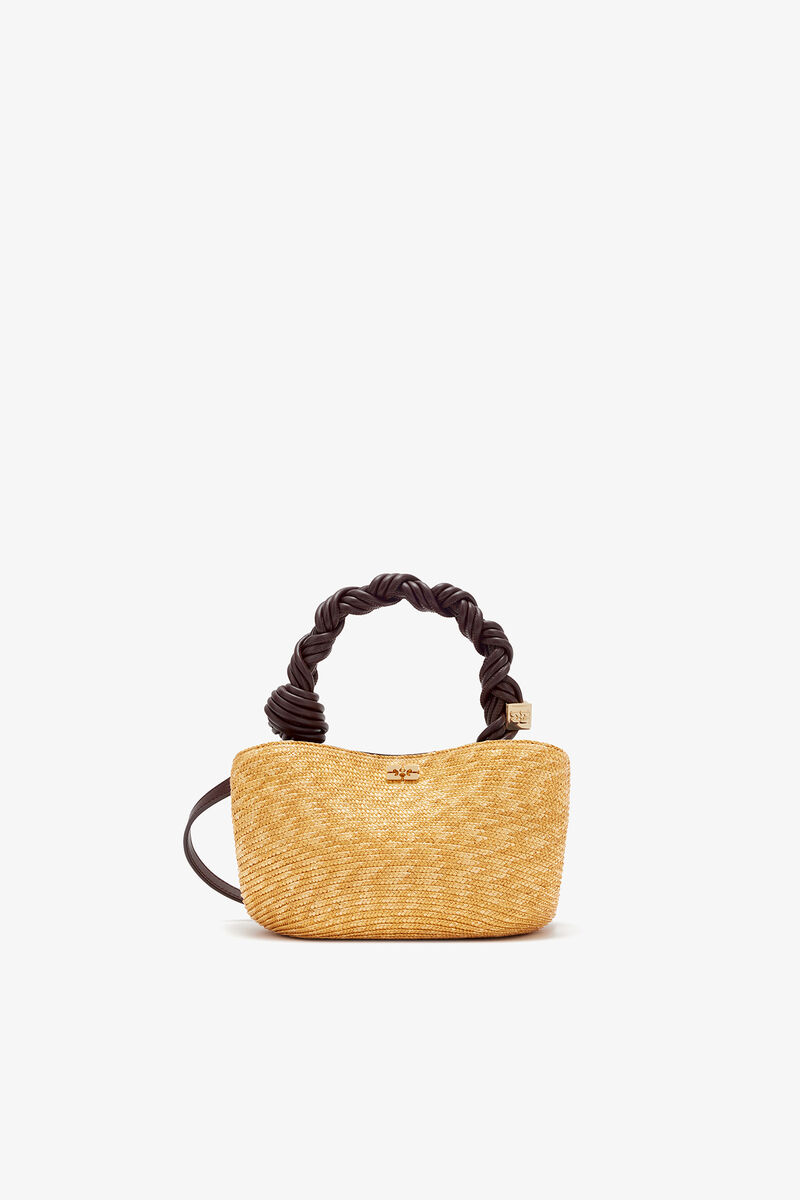 Ganni Italian Straw Mini Bou Bag In Straw