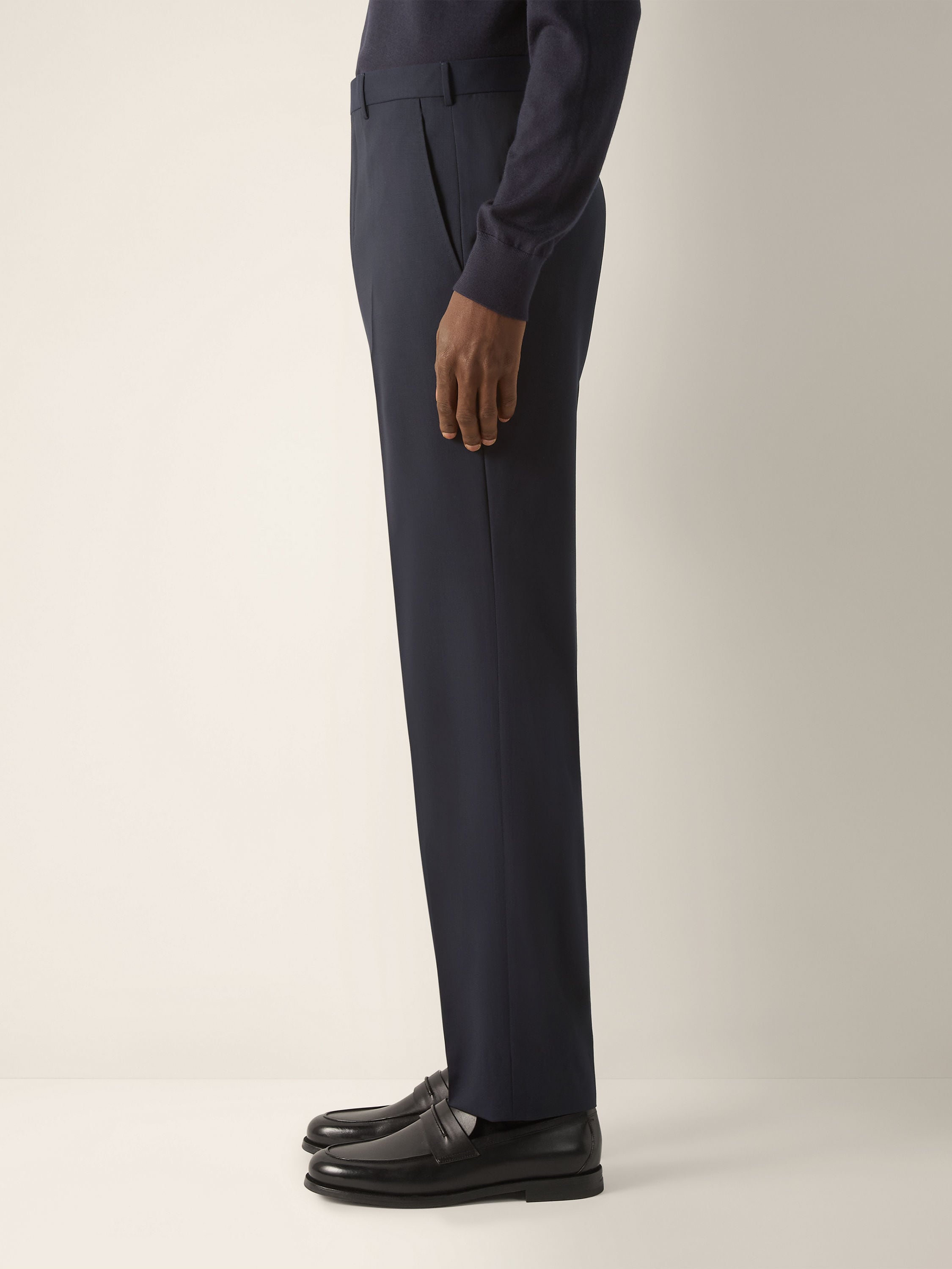 Zegna Navy Blue High Performance Wool Pants