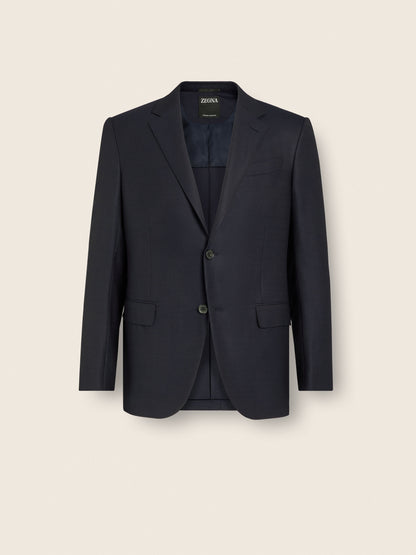 Zegna Navy Blue Trofeo Comfort Wool And Silk Jacket