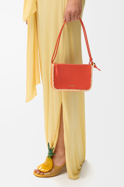 Loewe Rio pouch in classic calfskin and raffia