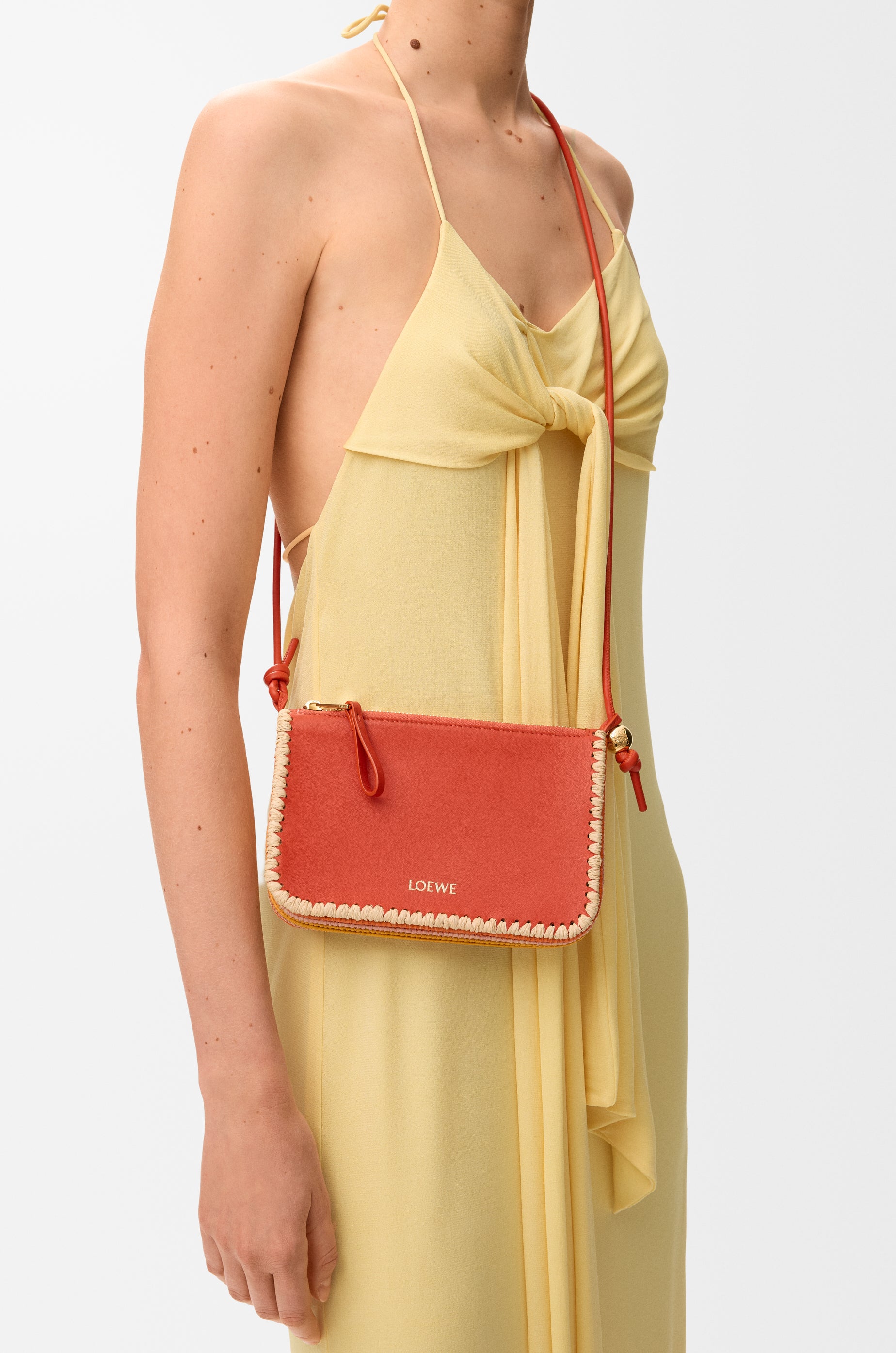 Loewe Rio pouch in classic calfskin and raffia