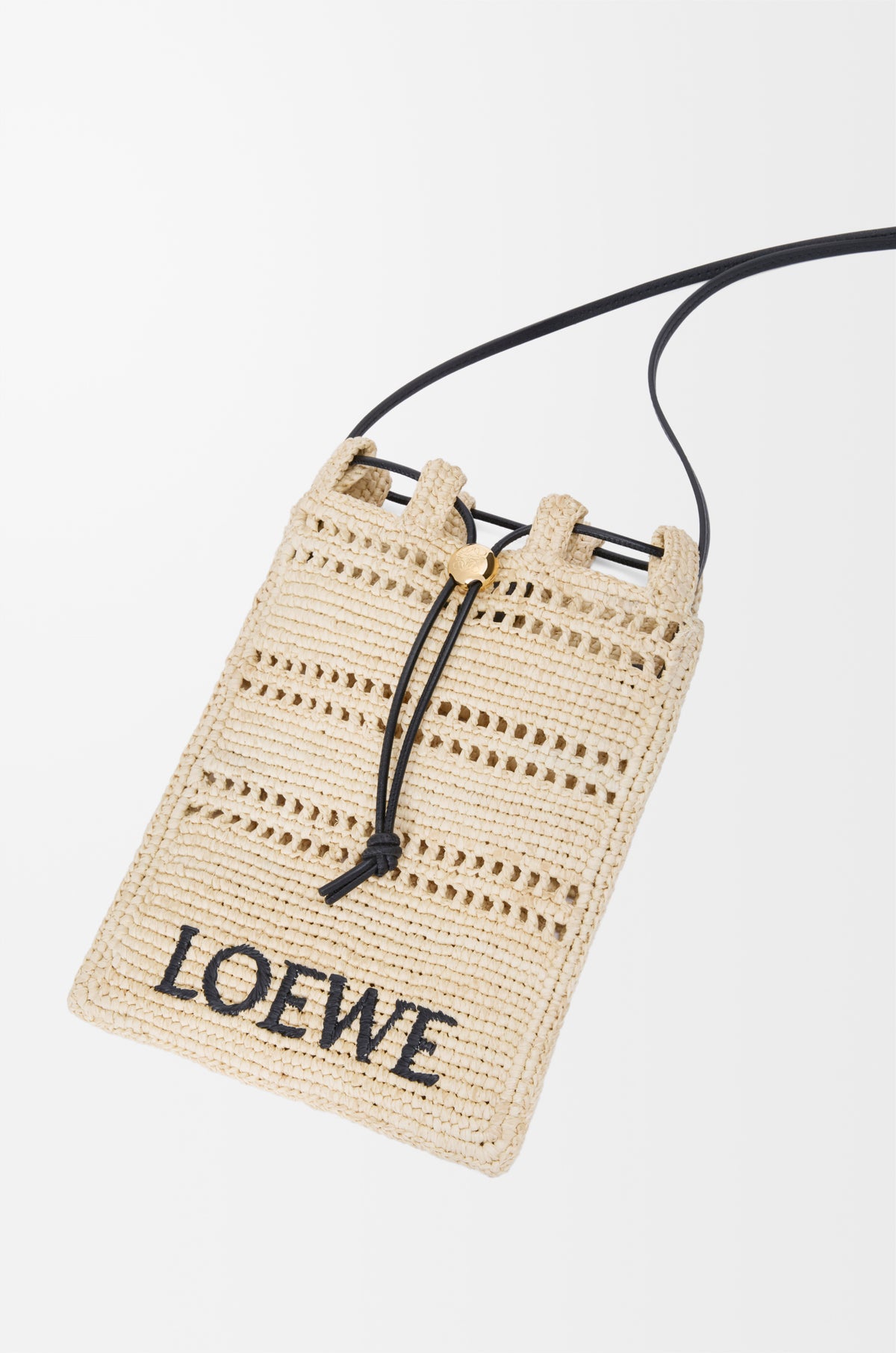 Loewe Drawstring pocket in raffia
