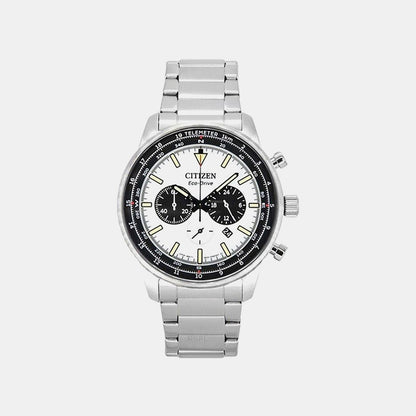 Citizen Eco-Drive Men Quartz White Dial Chronograph Stainless Steel Watch Ca4500-91A