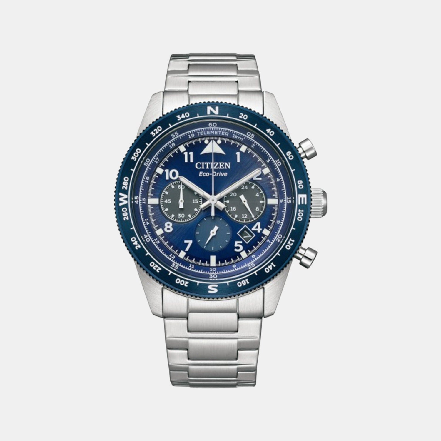 Citizen Eco-Drive Men Quartz Blue Dial Chronograph Stainless Steel Ca4554-84L