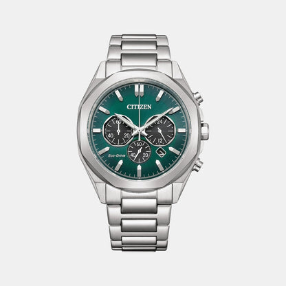 Citizen Eco-Drive Men Quartz Green Dial Chronograph Stainless Steel Ca4590-81X