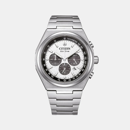 Citizen Zenshin Men Quartz White Dial Chronograph Titanium Watch Ca4610-85A