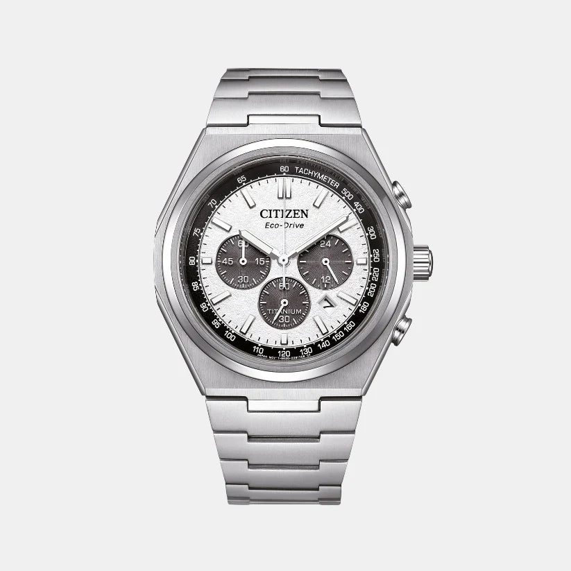 Citizen Zenshin Men Quartz White Dial Chronograph Titanium Watch Ca4610-85A