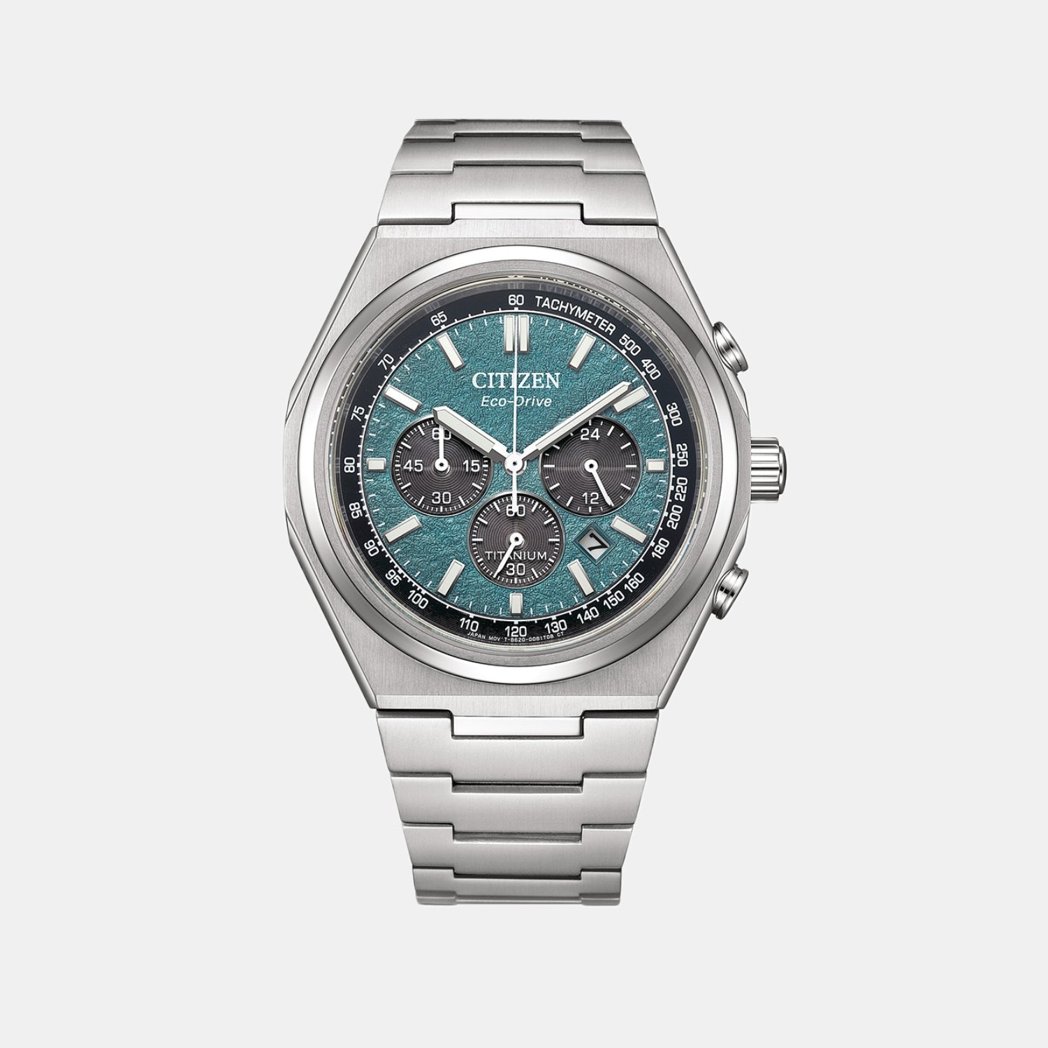 Citizen Zenshin Men Quartz Teal Dial Chronograph Titanium Watch Ca4610-85X