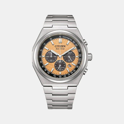 Citizen Zenshin Men Quartz Orange Dial Chronograph Titanium Watch Ca4610-85Z