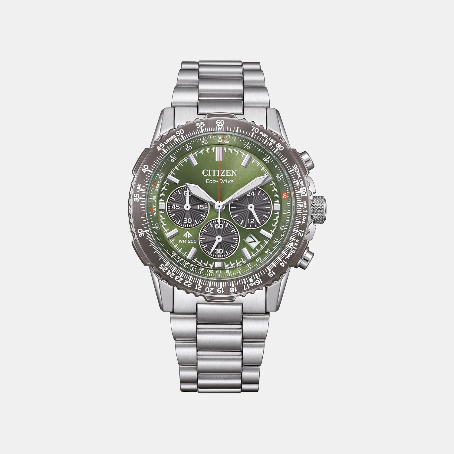 Citizen Promaster Men Quartz Green Dial Chronograph Stainless Steel Watch Ca4664-60W