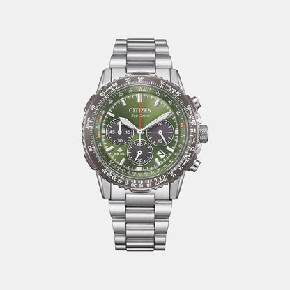 Citizen Promaster Men Quartz Green Dial Chronograph Stainless Steel Watch Ca4664-60W