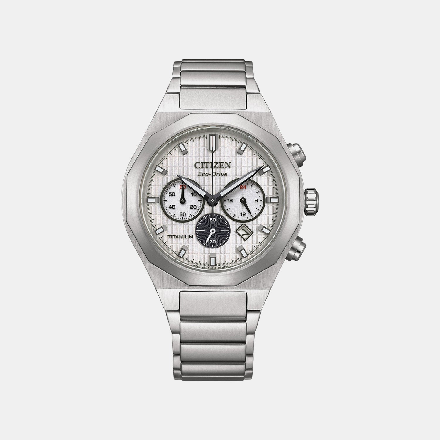 Citizen Zenshin Men Quartz Silver Dial Chronograph Titanium Watch Ca4690-51A