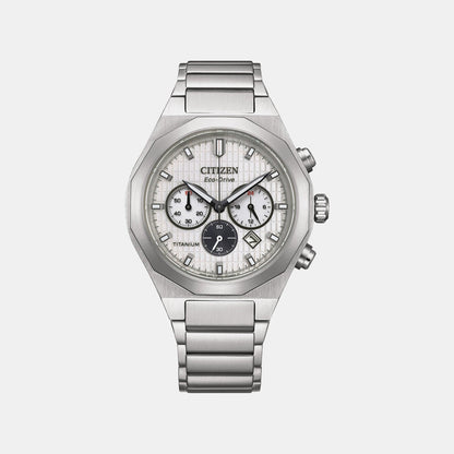 Citizen Zenshin Men Quartz Silver Dial Chronograph Titanium Watch Ca4690-51A