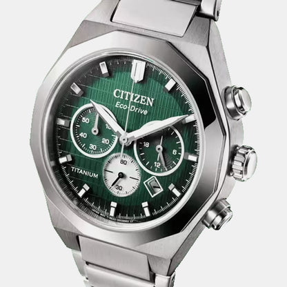 Citizen Zenshin Men Quartz Green Dial Chronograph Titanium Watch Ca4691-59X