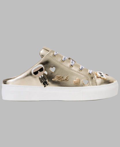 KarlLagerfeld Cambria cate pin metallic sneaker mule gold