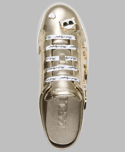 KarlLagerfeld Cambria cate pin metallic sneaker mule gold