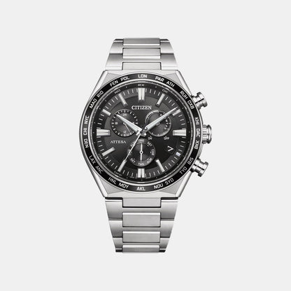 Citizen Eco-Drive Attesa Men Quartz Black Dial Chronograph Stainless Steel Watch Cb5966-69E