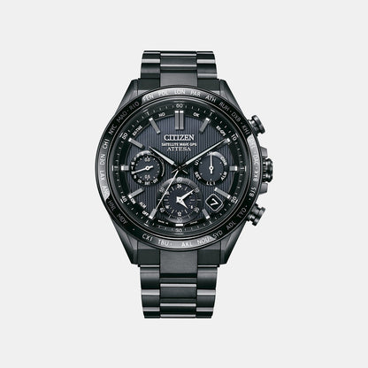 Citizen Attesa Men Eco-Drive Black Dial Chronograph Titanium Watch Cc4055-65E