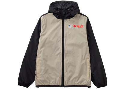 comme des garcons play x k-way logos full zip jacket beige black
