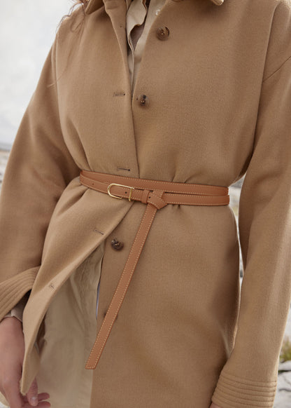 Polene Thin Umi Belt Textured Camel