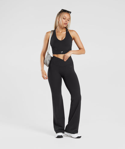 Women's Gymshark Crossover Regular Flared Leggings Black