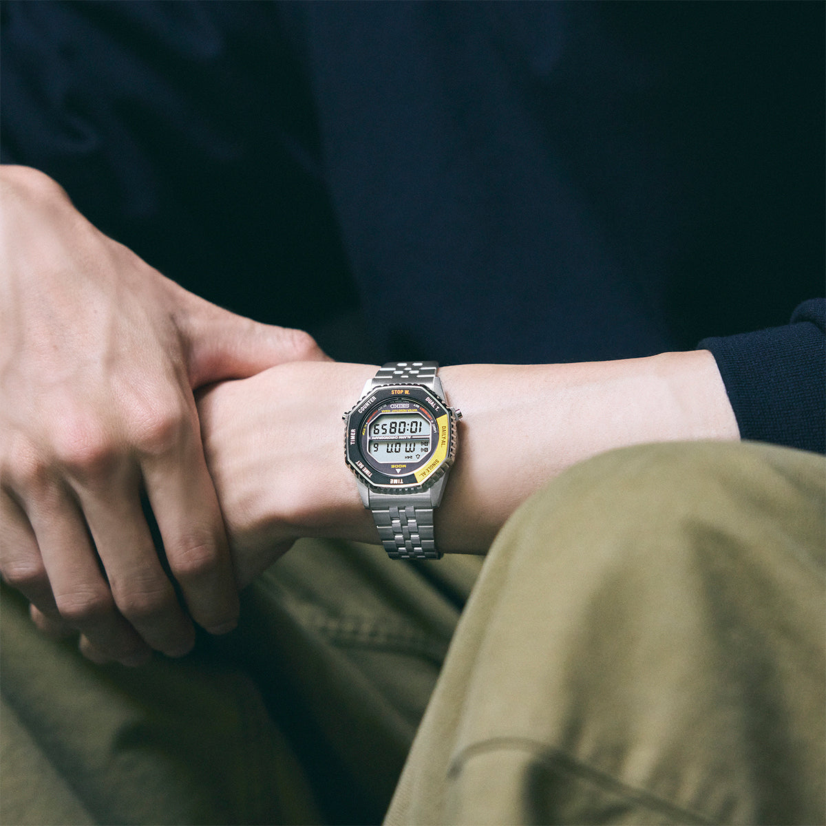 Seiko MenS Digital Quartz Watch In Black & Yellow - Grey - SMGG17P1