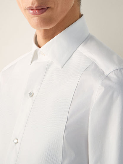 Zegna Optical White Cotton Tuxedo Shirt