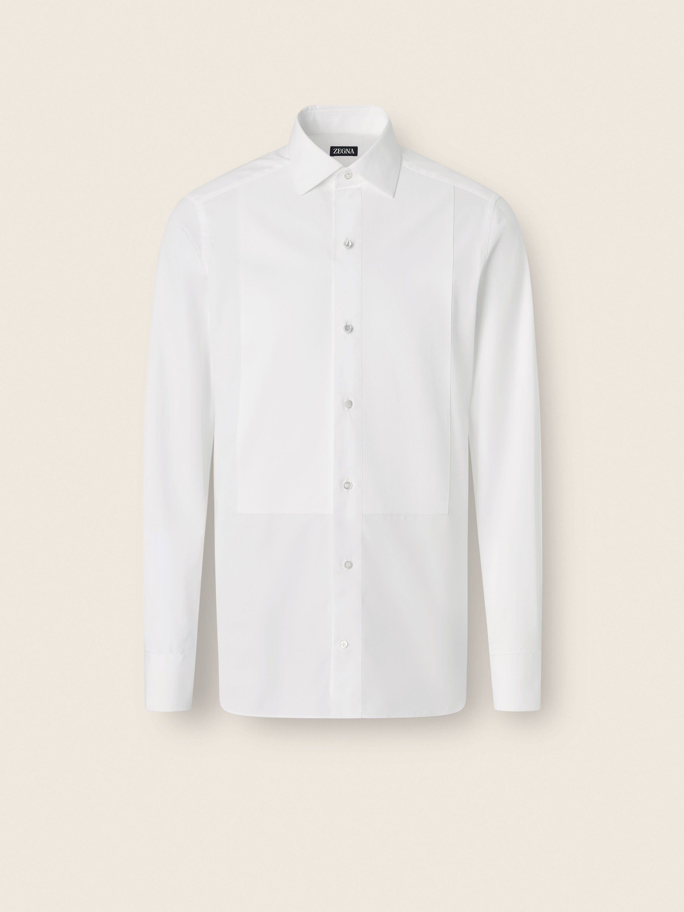 Zegna Optical White Cotton Tuxedo Shirt