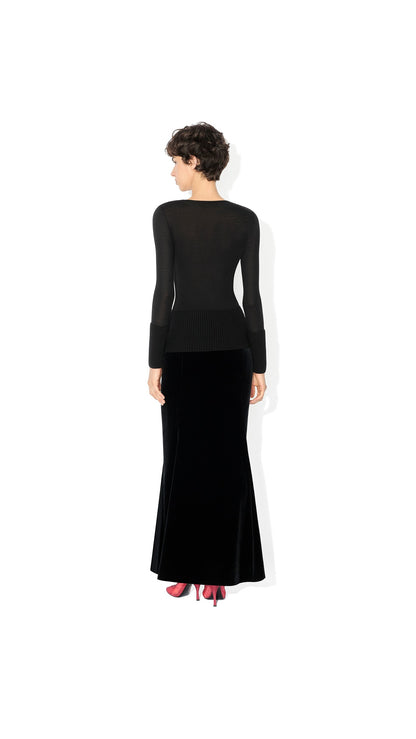 Alaïa Cotton Velvet Column Skirt
