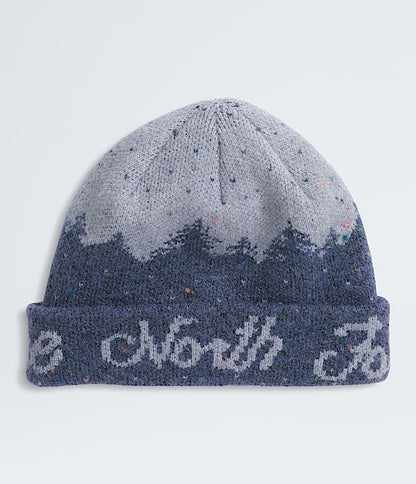The North Face Cabin Mountainscape Beanie Mushroom Grey/White Dune Lunar Blue/Blue Flax