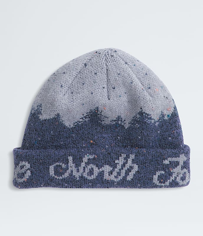 The North Face Cabin Mountainscape Beanie Mushroom Grey/White Dune Lunar Blue/Blue Flax