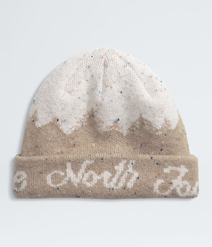 The North Face Cabin Mountainscape Beanie Mushroom Grey/White Dune Lunar Blue/Blue Flax