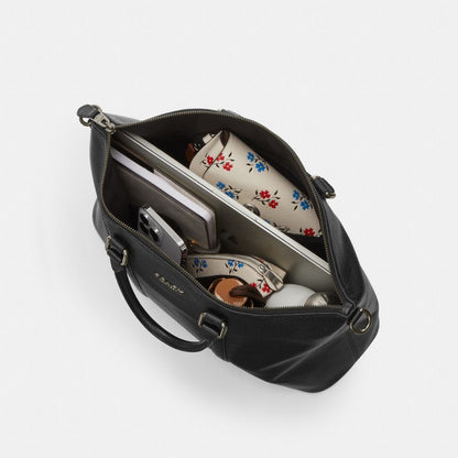 Coach Caleb Work Bag In Signature Canvas Gunmetal Charcoal Black