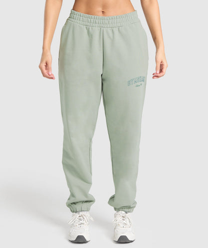 Women's Gymshark Campus Classics Graphic Joggers Stone Grey