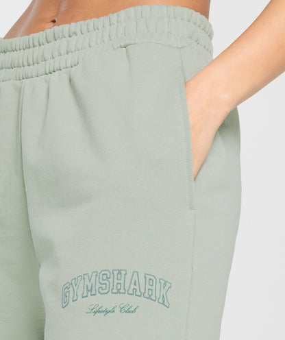 Women's Gymshark Campus Classics Graphic Joggers Stone Grey
