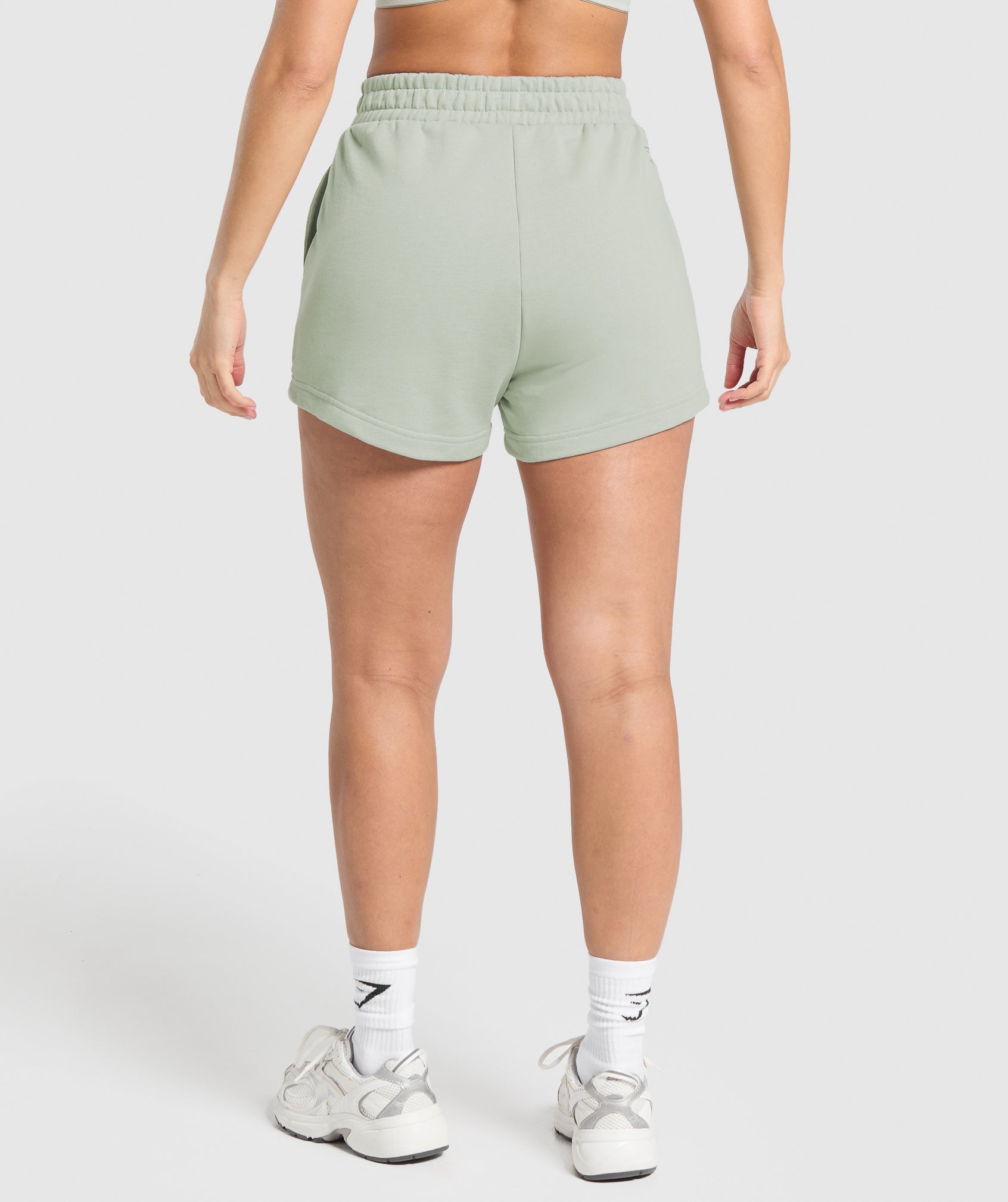 Women's Gymshark Campus Classics Graphic Sweat Shorts Stone Grey