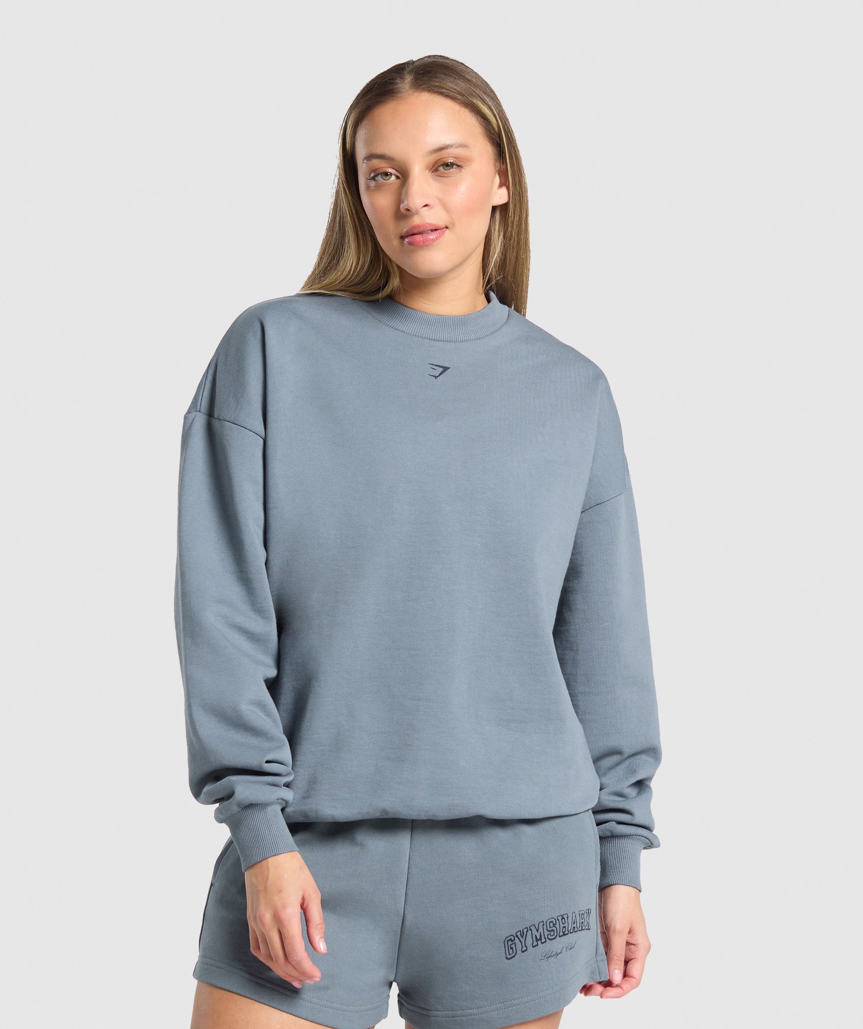 Women's Gymshark Campus Classics Graphic Sweatshirt Iron Blue