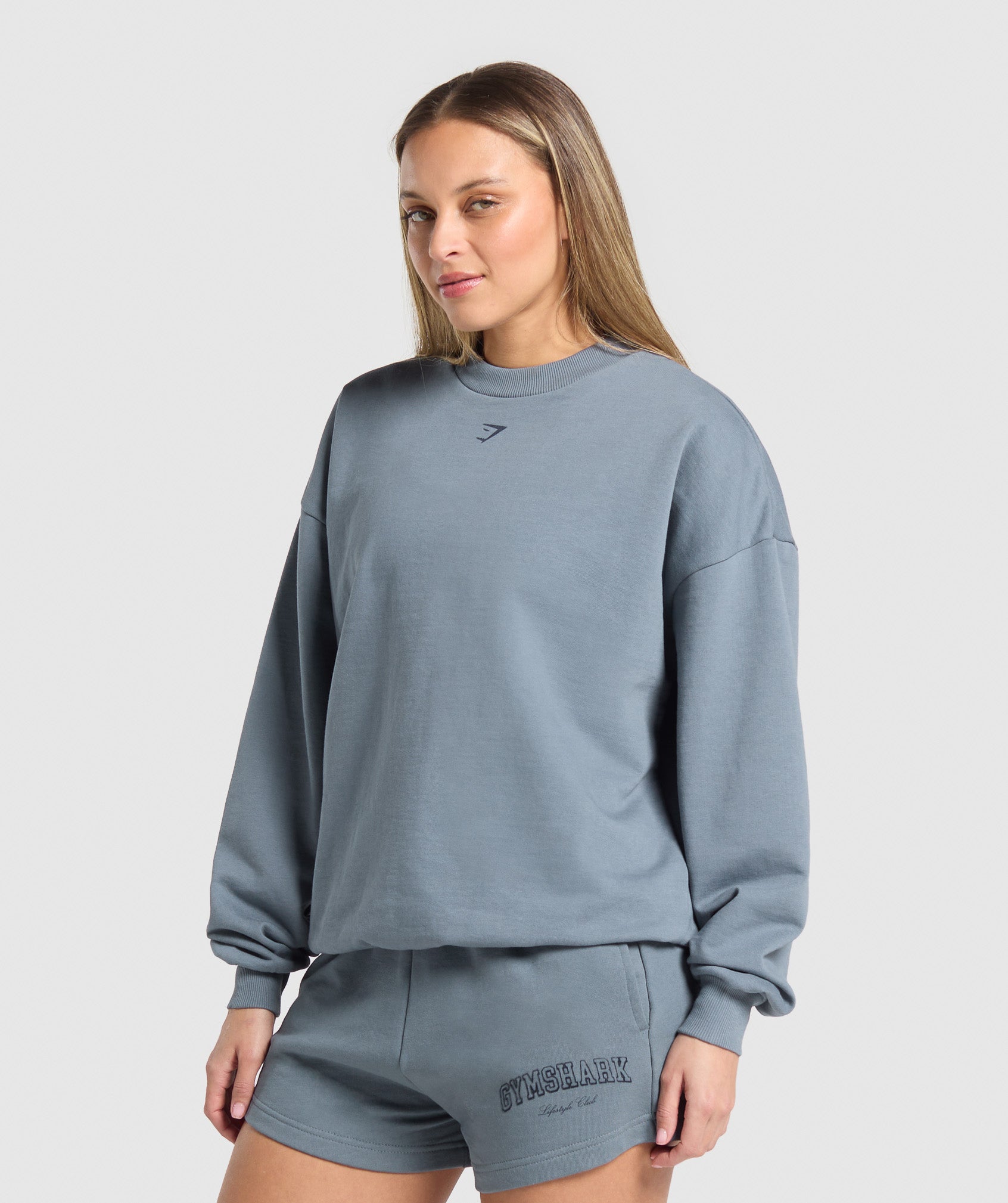 Women's Gymshark Campus Classics Graphic Sweatshirt Iron Blue