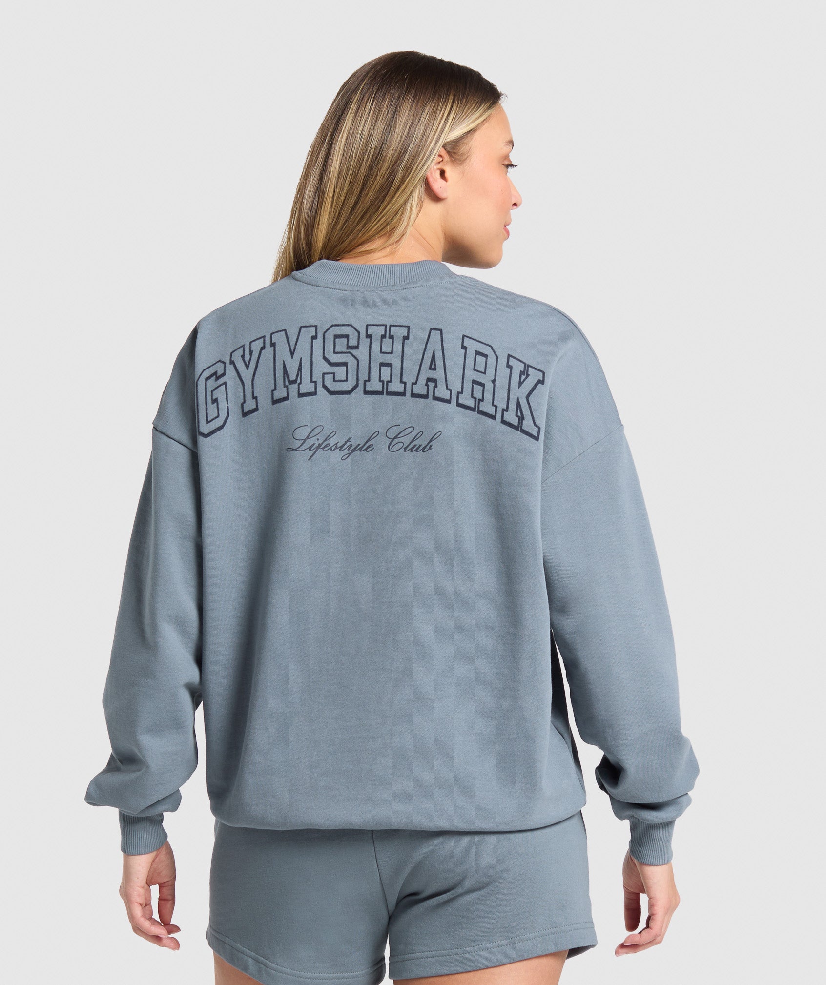 Women's Gymshark Campus Classics Graphic Sweatshirt Iron Blue