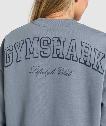 Women's Gymshark Campus Classics Graphic Sweatshirt Iron Blue