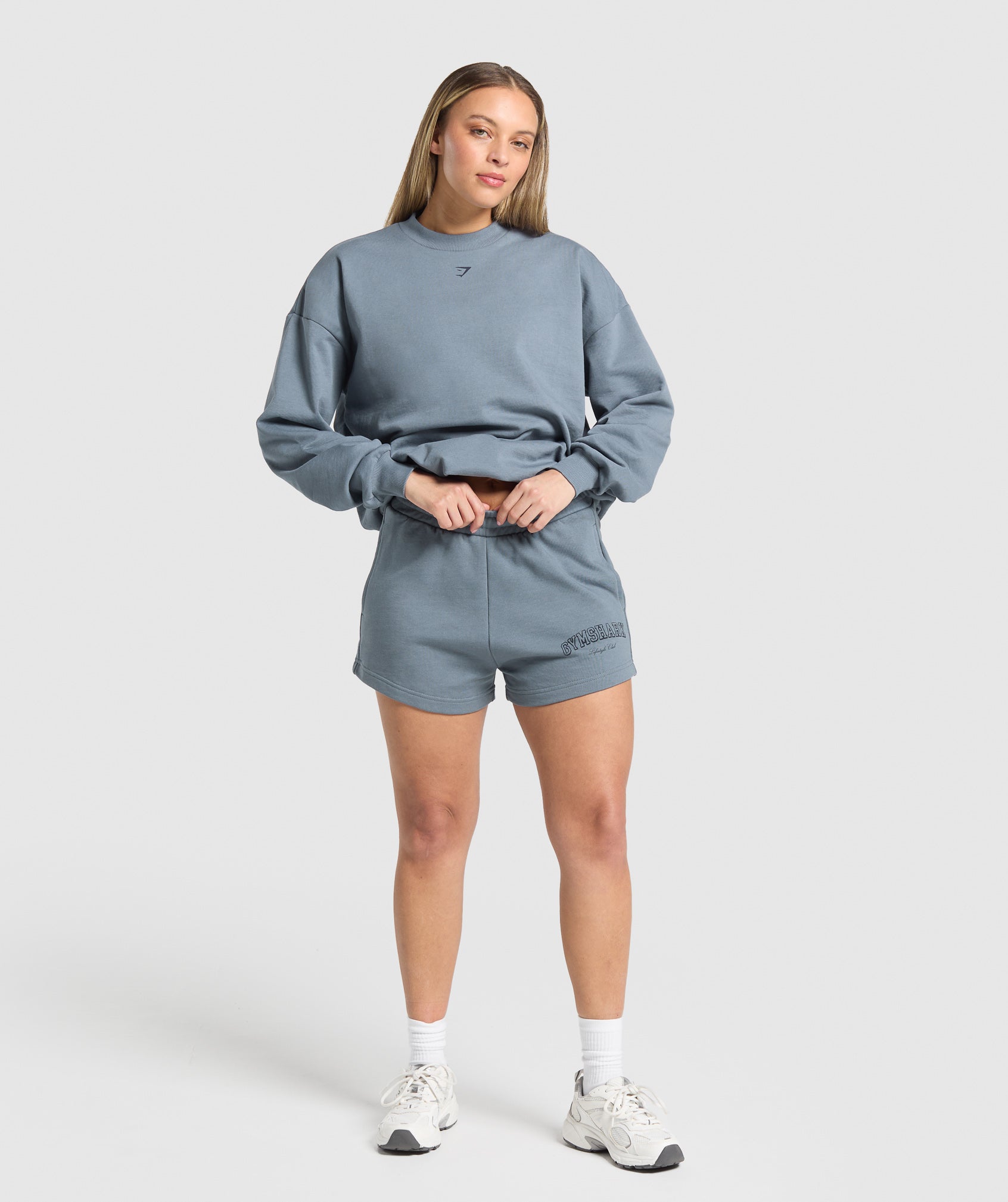 Women's Gymshark Campus Classics Graphic Sweatshirt Iron Blue